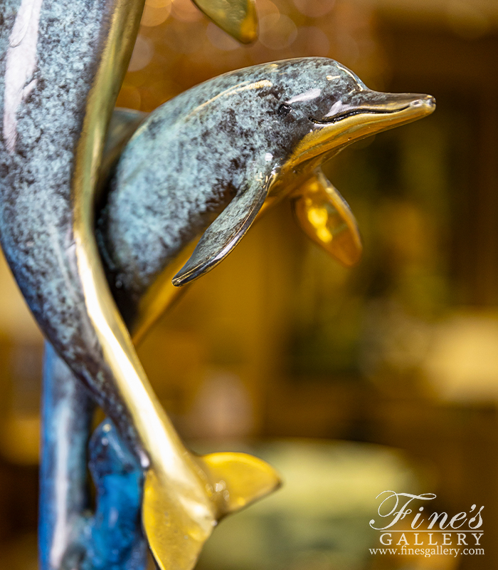 Bronze Statues  - Table Top Bronze Dolphin Statue - BS-1651